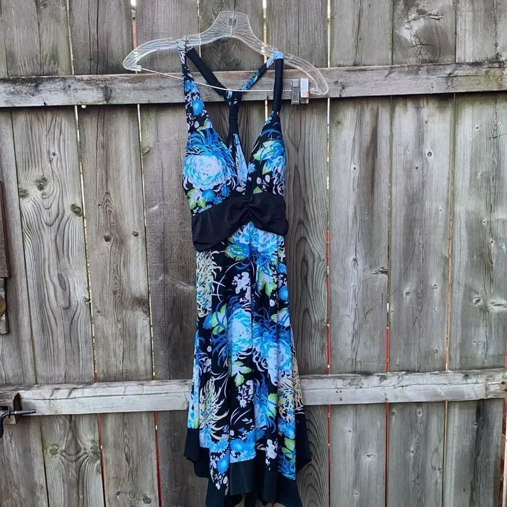 Empire waist uneven hem dress sz. M